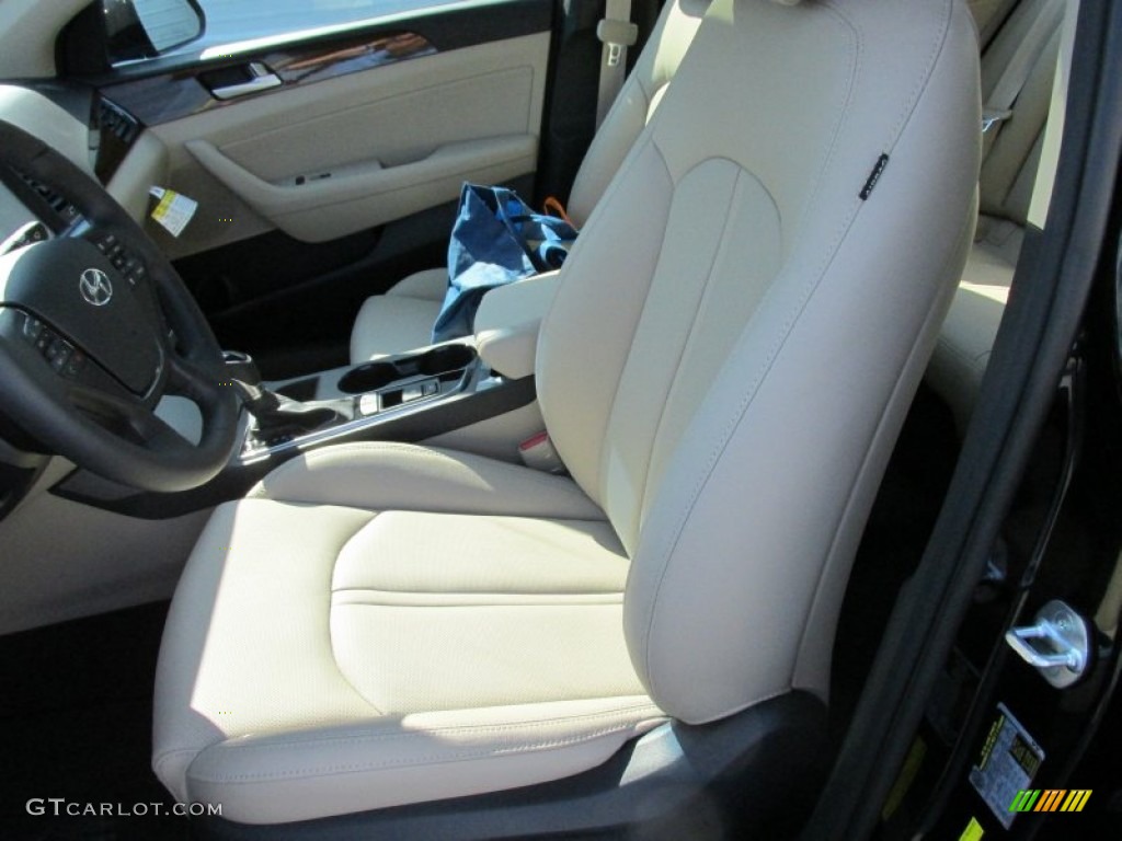 2016 Sonata Hybrid Limited - Eclipse Black / Beige photo #23