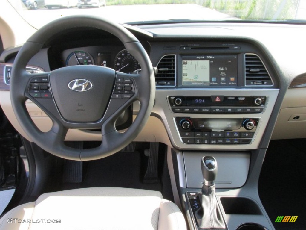2016 Sonata Hybrid Limited - Eclipse Black / Beige photo #26