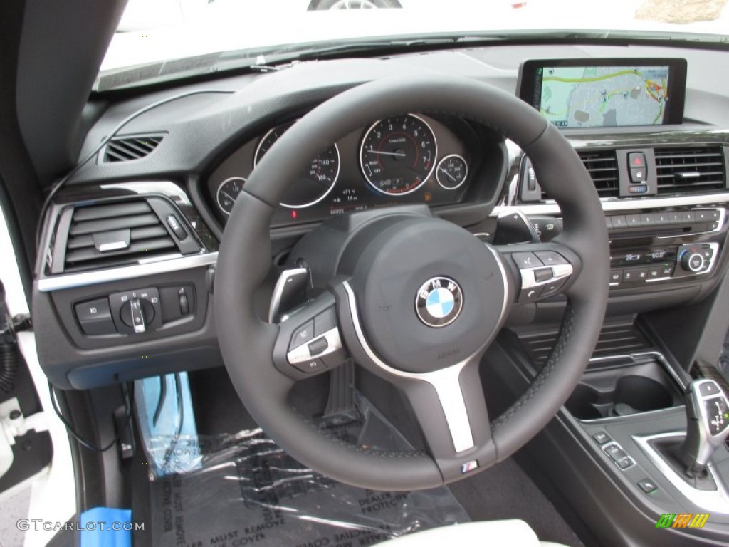2016 BMW 4 Series 428i xDrive Convertible Venetian Beige Steering Wheel Photo #106625983