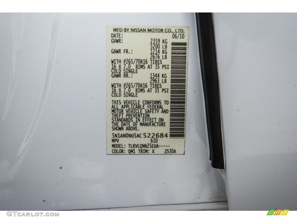 2010 Xterra X - Avalanche White / Gray photo #21