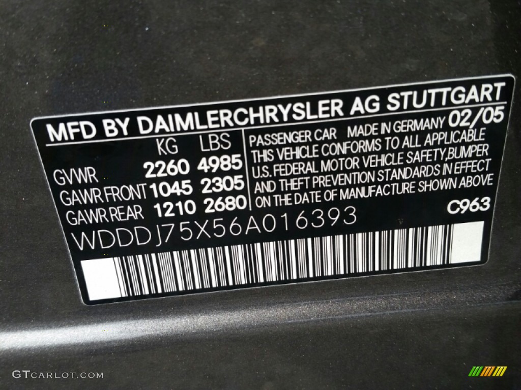 2006 CLS Color Code 963 for Indium Grey Metallic Photo #106635838