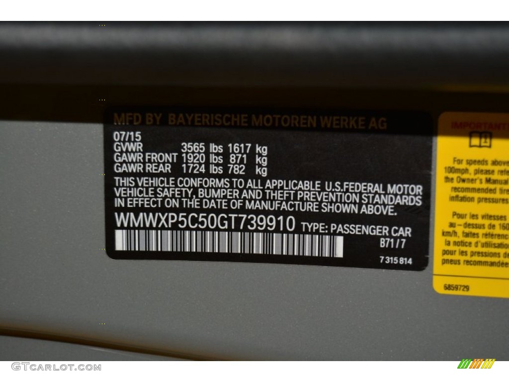 2016 Hardtop Color Code B71 for Moonwalk Gray Metallic Photo #106639036
