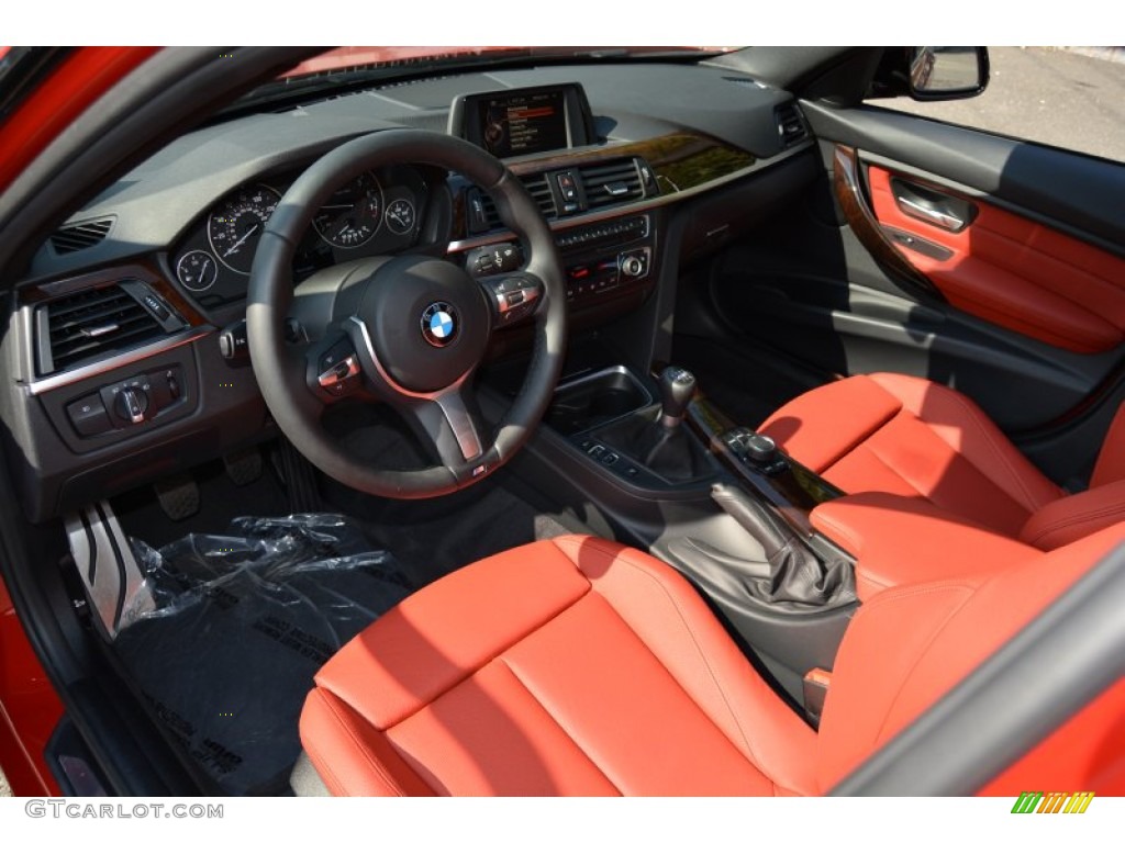 Coral Red/Black Interior 2015 BMW 3 Series 335i xDrive Sedan Photo #106640223