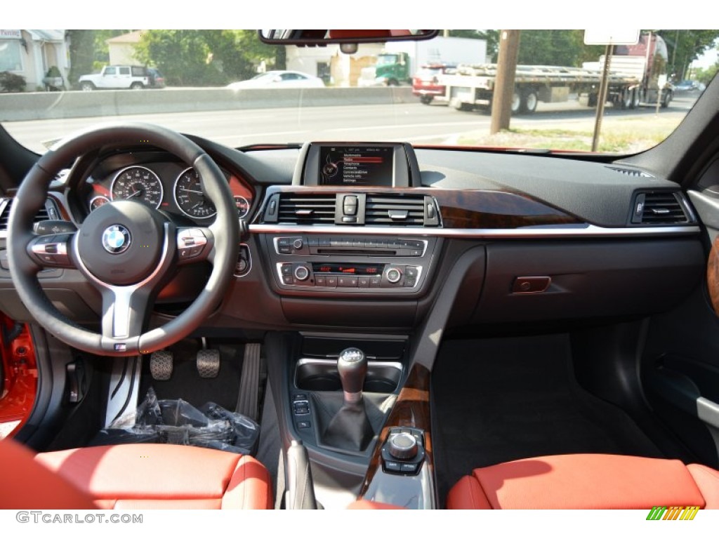 2015 BMW 3 Series 335i xDrive Sedan Coral Red/Black Dashboard Photo #106640287