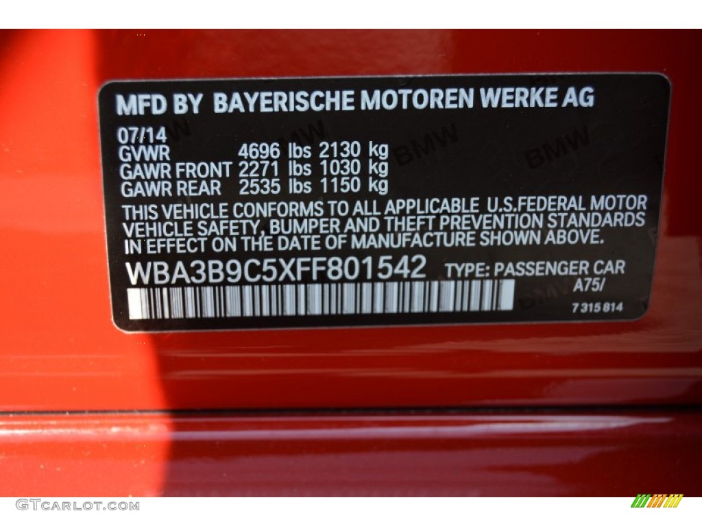 2015 BMW 3 Series 335i xDrive Sedan Color Code Photos