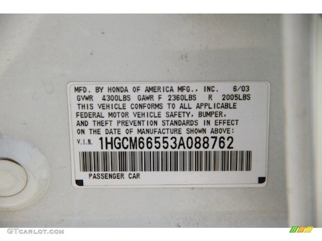 2003 Accord EX V6 Sedan - Taffeta White / Ivory photo #29