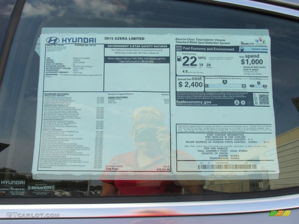 2015 Hyundai Azera Limited Window Sticker Photo #106653103