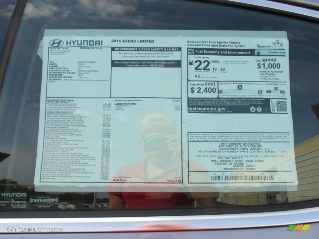 2015 Hyundai Azera Limited Window Sticker Photos