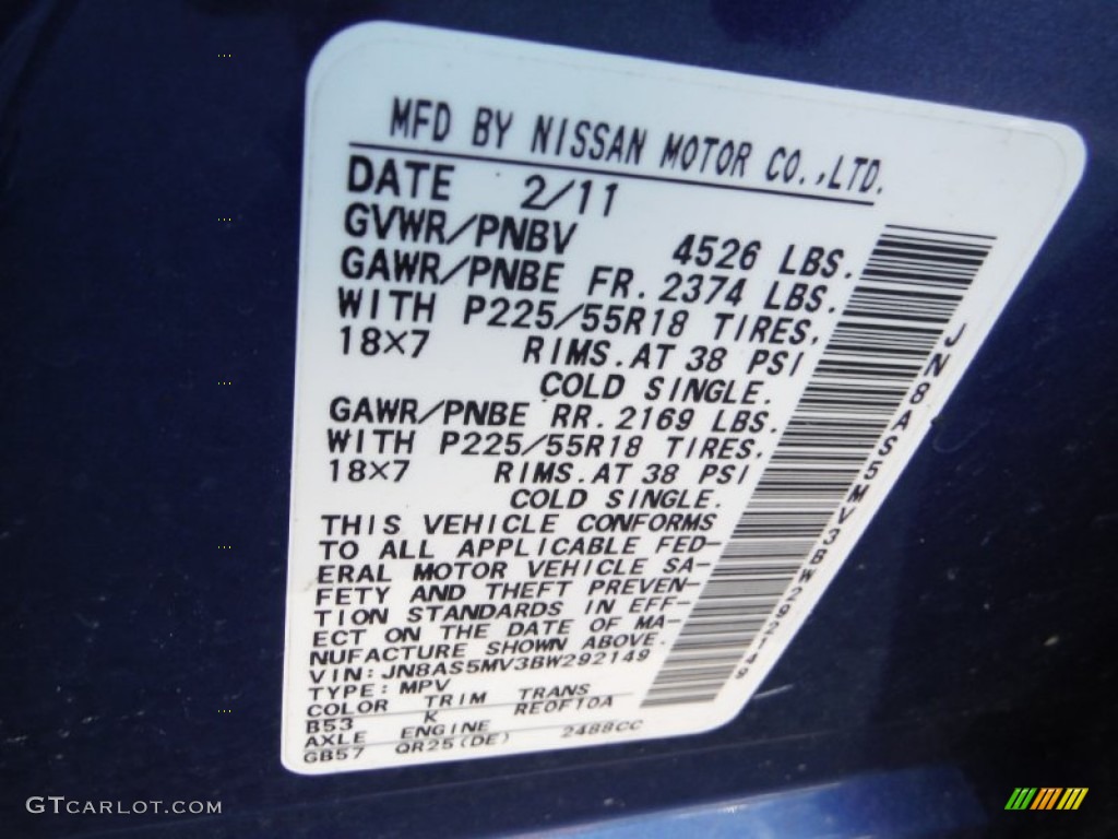 2011 Rogue SL AWD - Indigo Blue Metallic / Gray photo #24