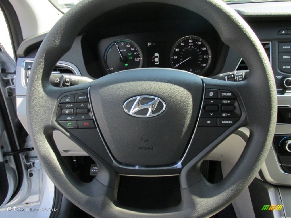 2016 Hyundai Sonata Hybrid SE Gray Steering Wheel Photo #106654793