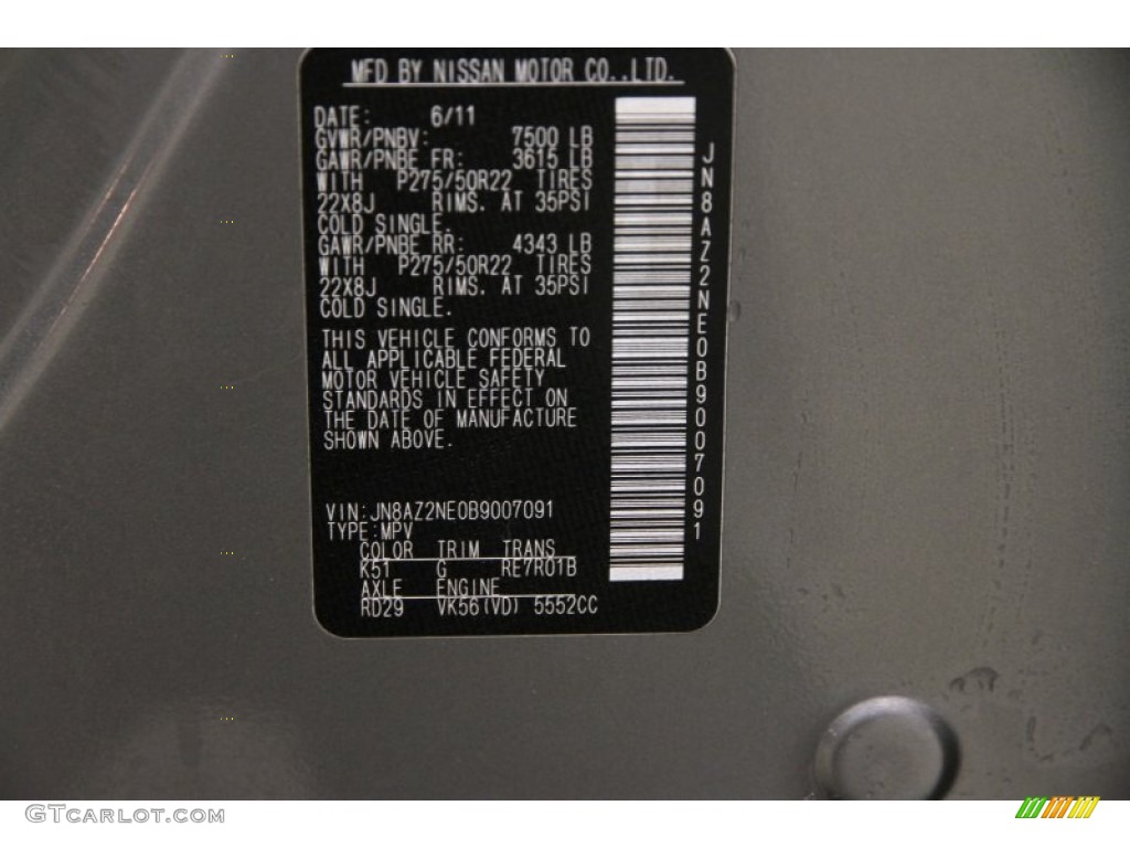 2011 QX 56 4WD - Platinum Graphite / Graphite photo #25