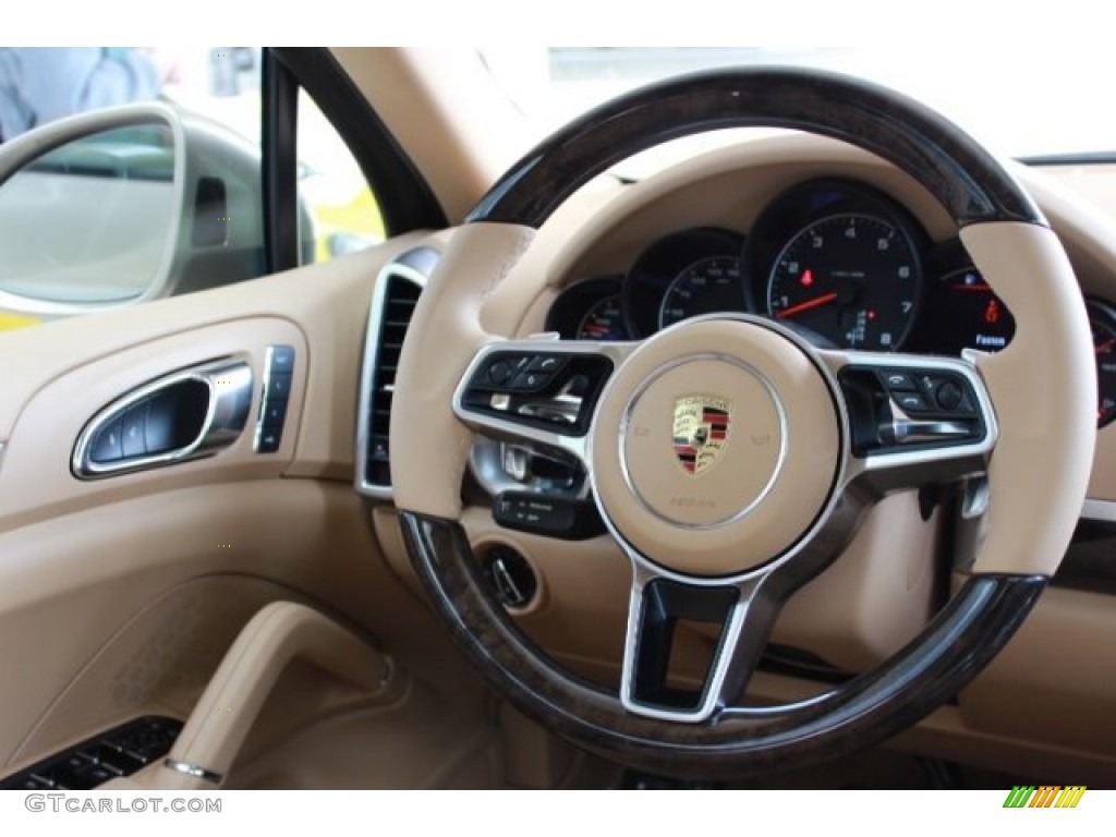 2016 Porsche Cayenne Standard Cayenne Model Luxor Beige Steering Wheel Photo #106673861