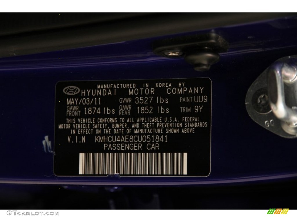 2012 Accent GLS 4 Door - Marathon Blue / Gray photo #14