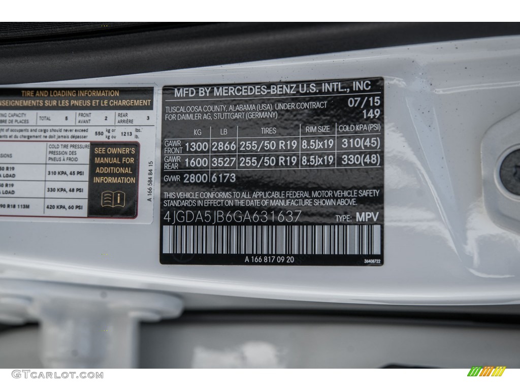 2016 GLE Color Code 149 for Polar White Photo #106715251