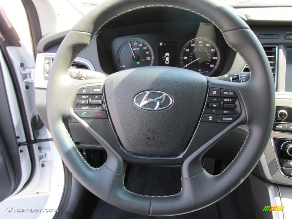 2016 Hyundai Sonata Hybrid SE Blue Pearl Steering Wheel Photo #106721734