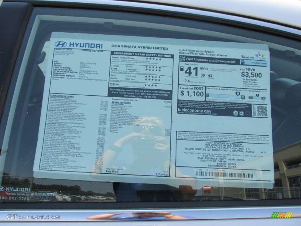 2016 Hyundai Sonata Hybrid SE Window Sticker Photos