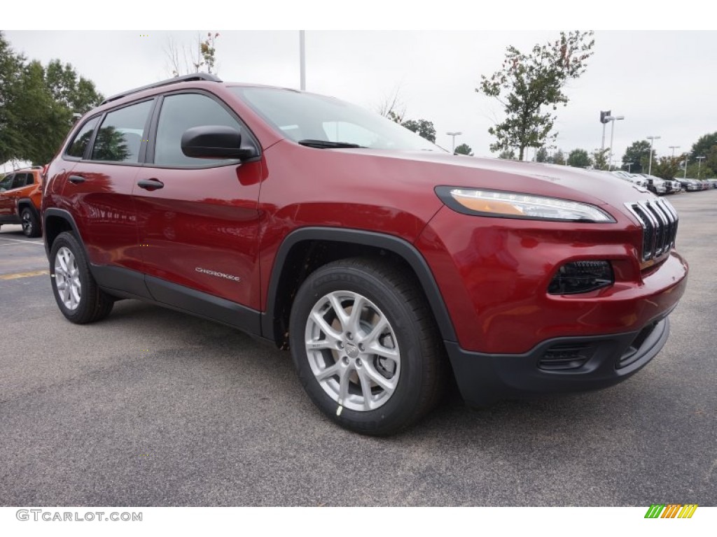 Deep Cherry Red Crystal Pearl 2016 Jeep Cherokee Sport Exterior Photo #106729363