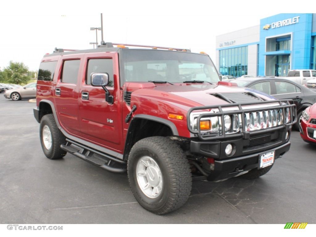 2004 H2 SUV - Red Metallic / Wheat photo #2