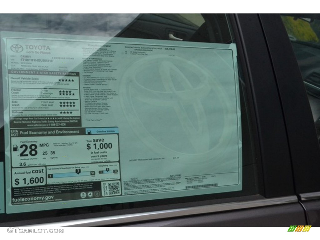 2016 Toyota Camry XLE Window Sticker Photo #106738747