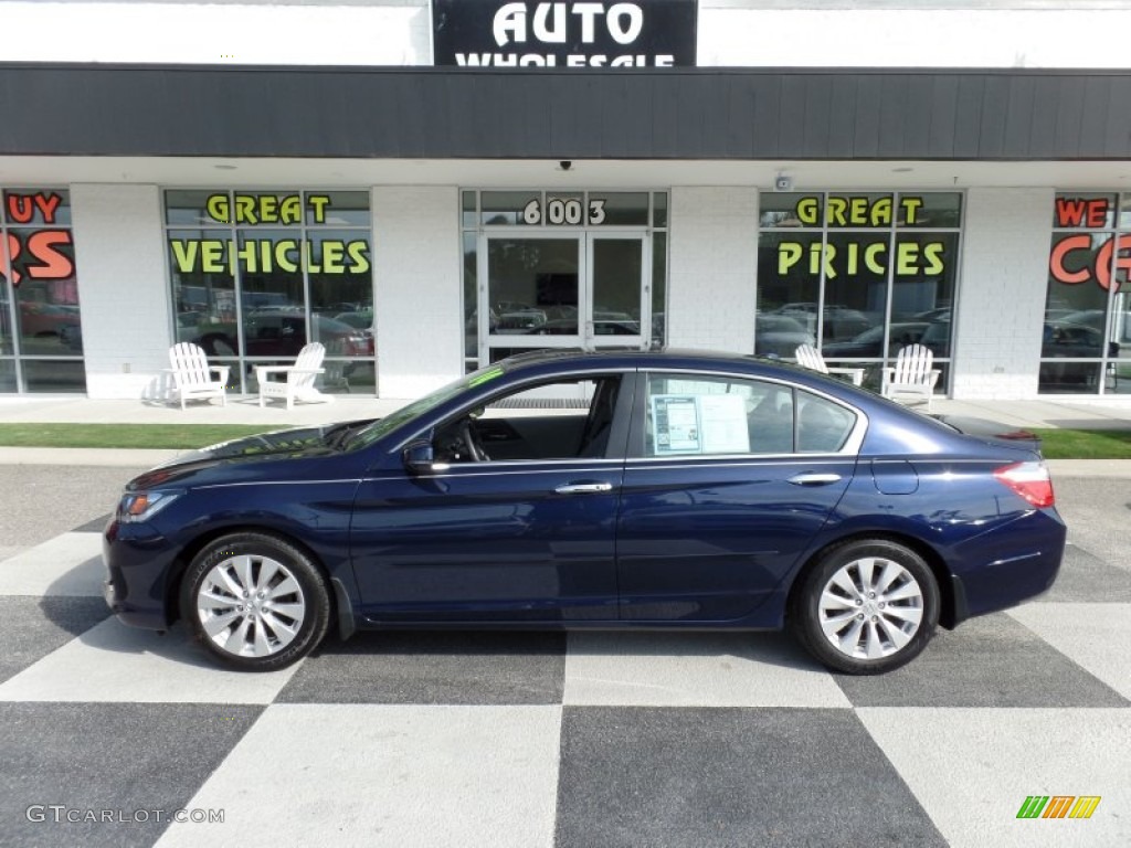 2014 Accord EX-L Sedan - Obsidian Blue Pearl / Gray photo #1