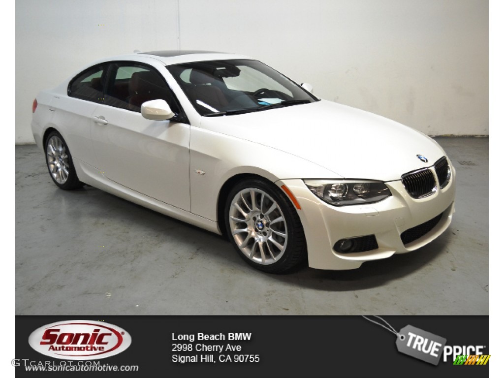 2013 3 Series 328i Coupe - Mineral White Metallic / Coral Red/Black photo #1