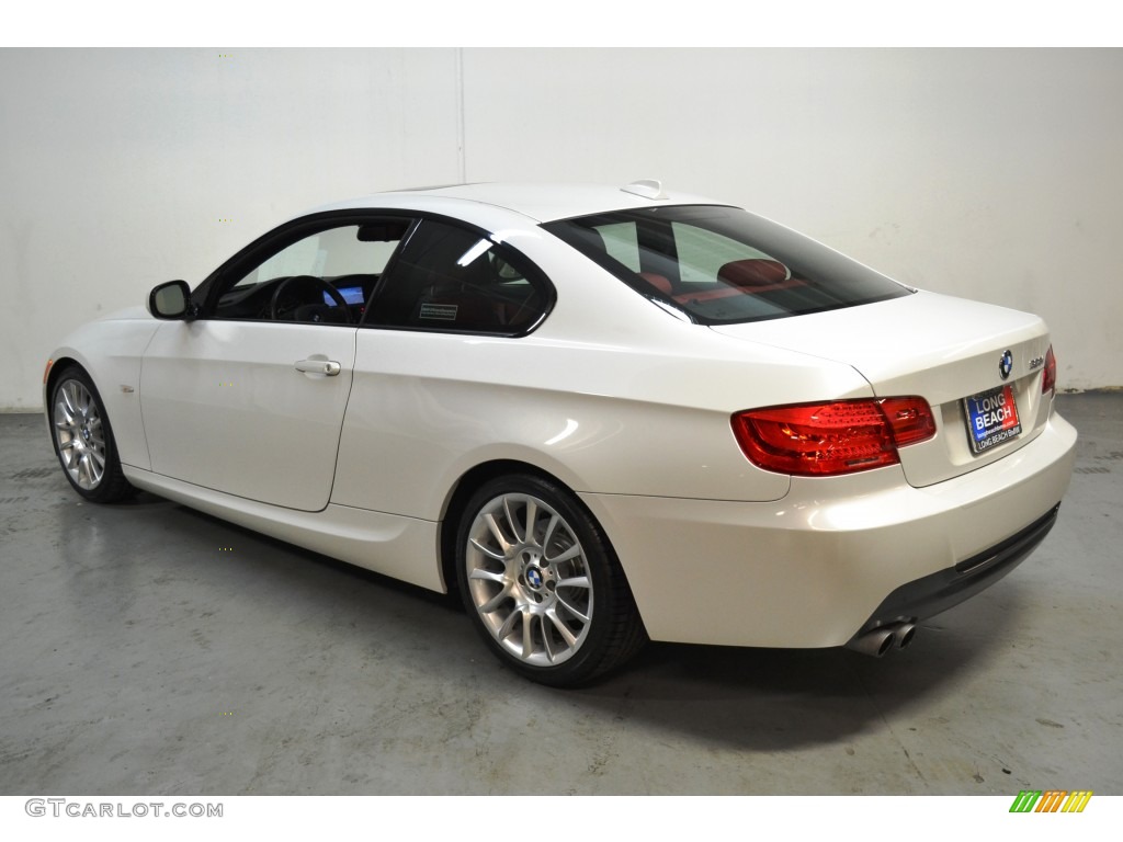 2013 3 Series 328i Coupe - Mineral White Metallic / Coral Red/Black photo #6