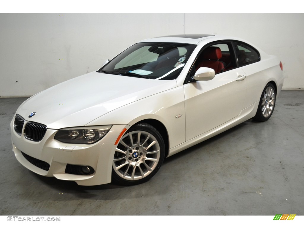 2013 3 Series 328i Coupe - Mineral White Metallic / Coral Red/Black photo #9
