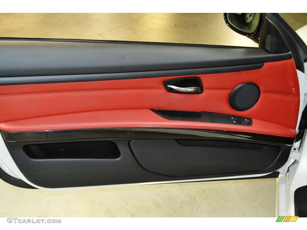 2013 BMW 3 Series 328i Coupe Coral Red/Black Door Panel Photo #106754836