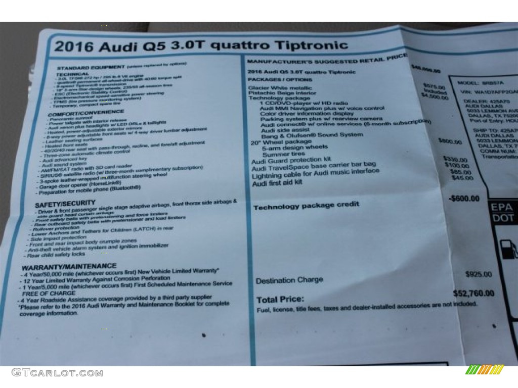 2016 Q5 3.0 TFSI Premium Plus quattro - Glacier White Metallic / Pistachio Beige photo #8