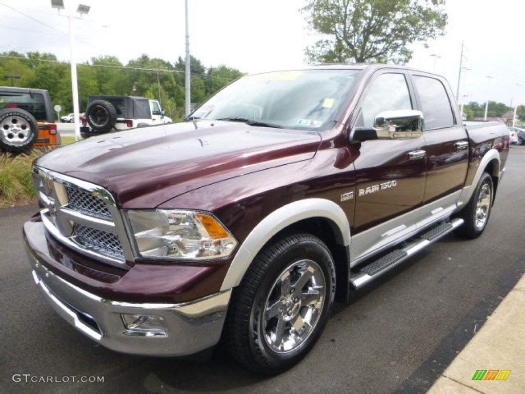 2012 Ram 1500 Laramie Crew Cab 4x4 - Deep Molten Red Pearl / Light Pebble Beige/Bark Brown photo #8