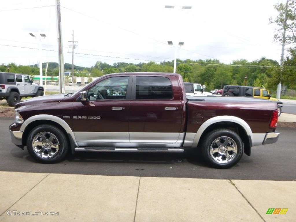 2012 Ram 1500 Laramie Crew Cab 4x4 - Deep Molten Red Pearl / Light Pebble Beige/Bark Brown photo #9