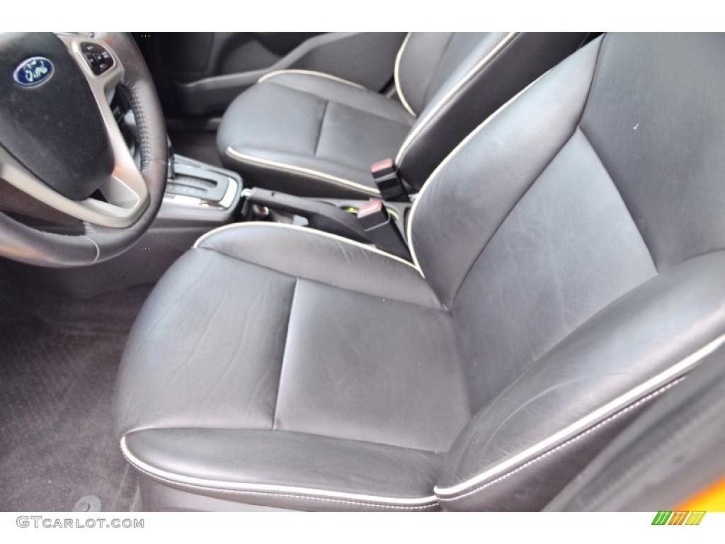 2011 Fiesta SES Hatchback - Yellow Blaze Metallic Tri-Coat / Plum/Charcoal Black Leather photo #13