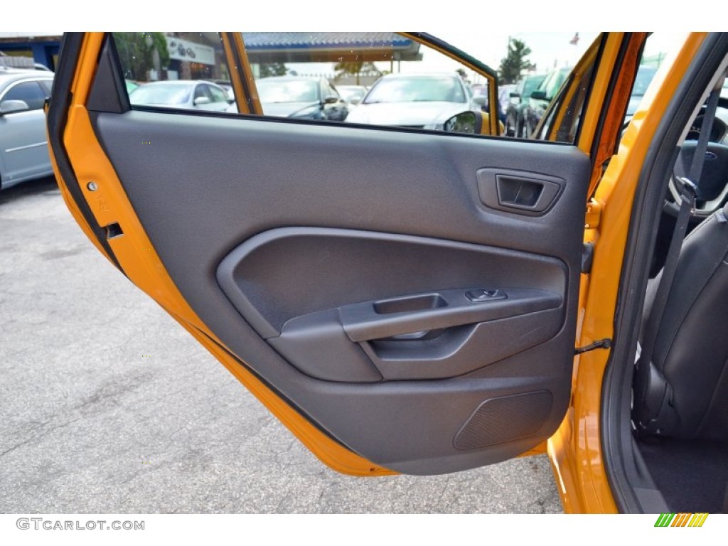 2011 Ford Fiesta SES Hatchback Plum/Charcoal Black Leather Door Panel Photo #106775018