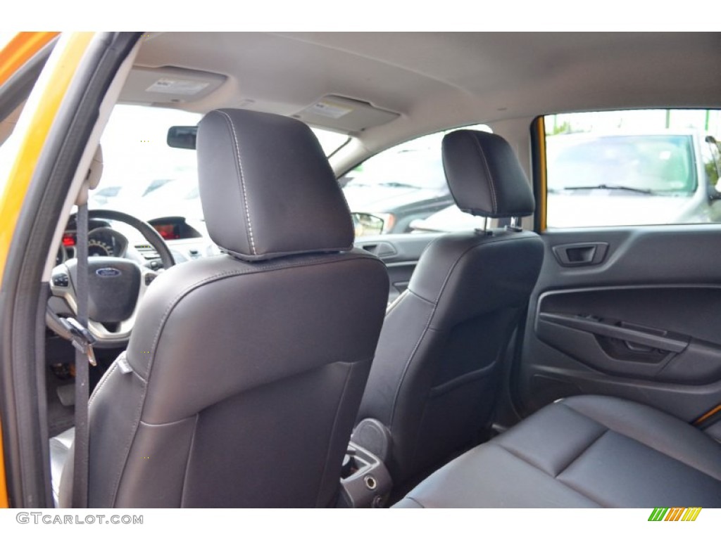 2011 Fiesta SES Hatchback - Yellow Blaze Metallic Tri-Coat / Plum/Charcoal Black Leather photo #18