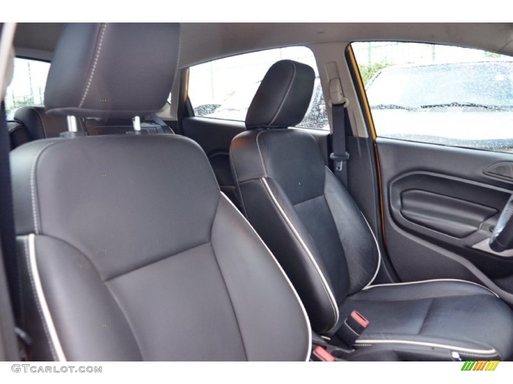 2011 Fiesta SES Hatchback - Yellow Blaze Metallic Tri-Coat / Plum/Charcoal Black Leather photo #32