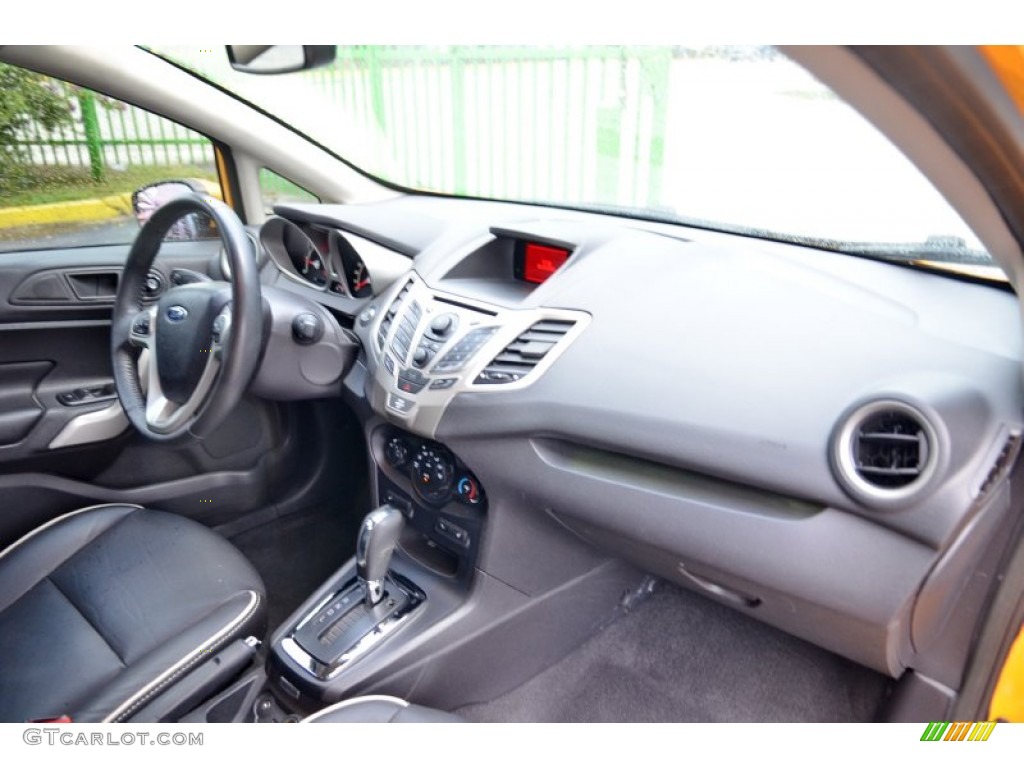 2011 Fiesta SES Hatchback - Yellow Blaze Metallic Tri-Coat / Plum/Charcoal Black Leather photo #33