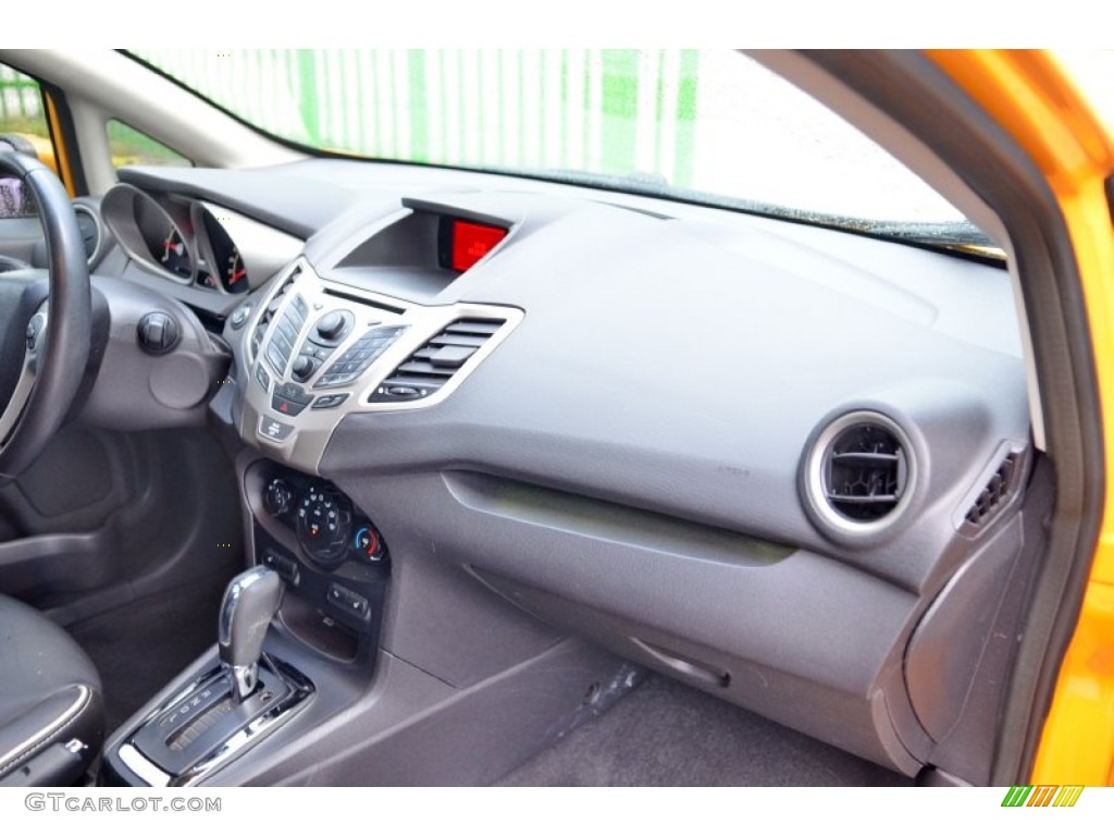2011 Fiesta SES Hatchback - Yellow Blaze Metallic Tri-Coat / Plum/Charcoal Black Leather photo #35