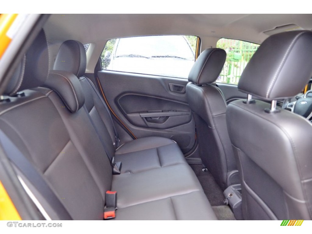 2011 Fiesta SES Hatchback - Yellow Blaze Metallic Tri-Coat / Plum/Charcoal Black Leather photo #38