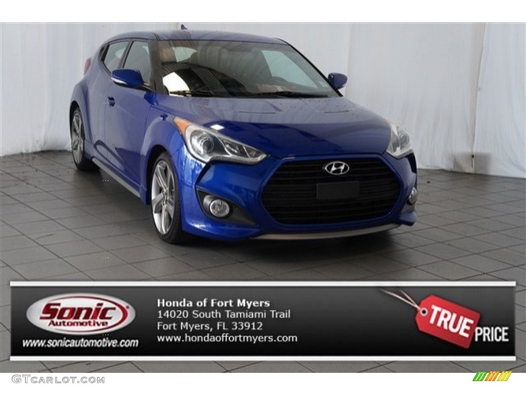 2013 Veloster Turbo - Marathon Blue / Black photo #1