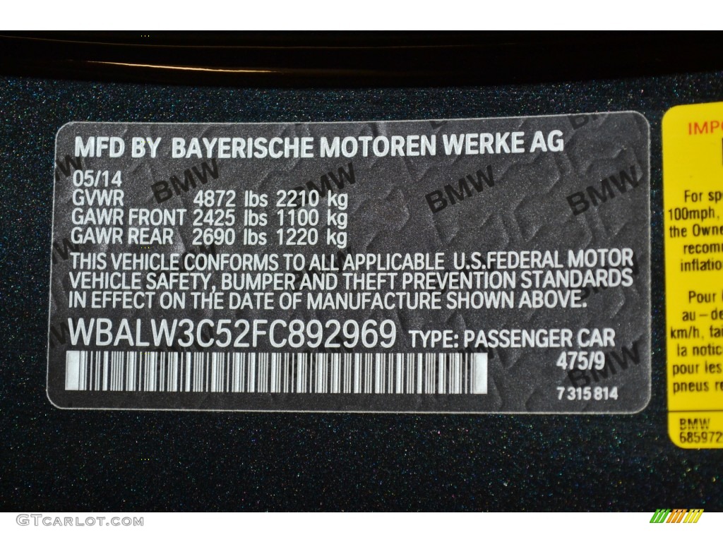 2015 BMW 6 Series 640i Coupe Color Code Photos
