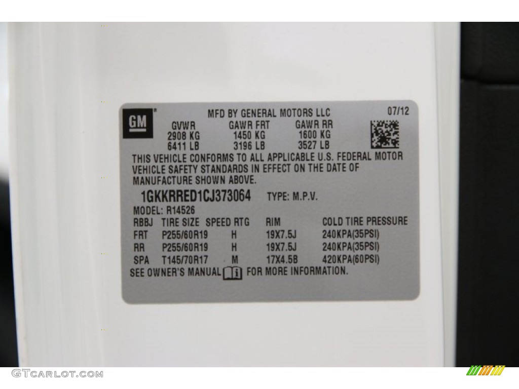 2012 Acadia SLT - Summit White / Ebony photo #15