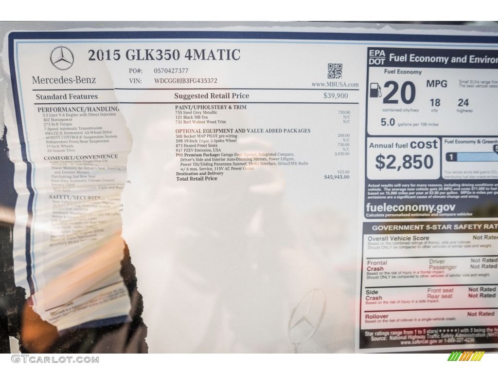 2015 GLK 350 4Matic - Steel Grey Metallic / Black photo #11
