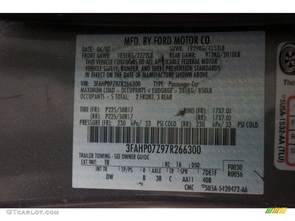 2007 Fusion SE - Tungsten Grey Metallic / Charcoal Black photo #13