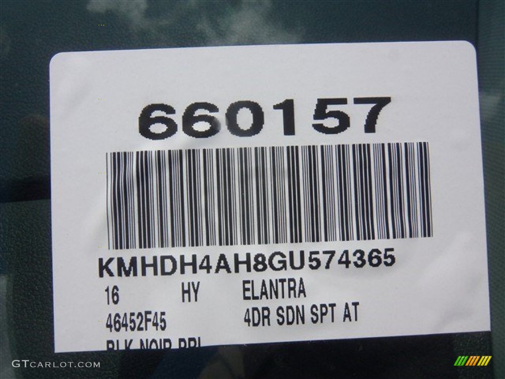 2016 Elantra Sport - Black / Gray photo #16