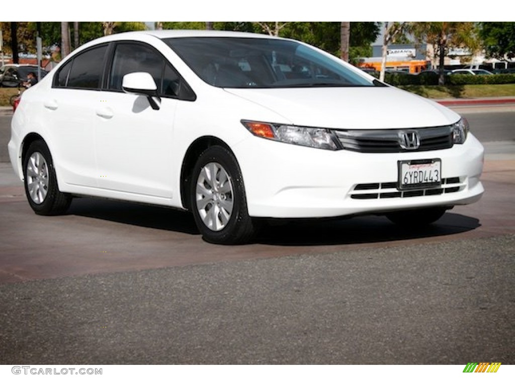 2012 Civic LX Sedan - Taffeta White / Stone photo #1