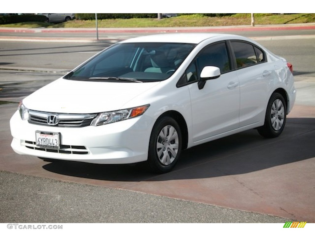 2012 Civic LX Sedan - Taffeta White / Stone photo #8