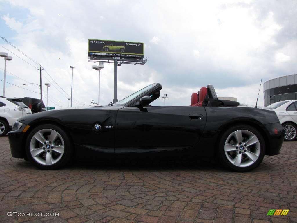 2006 Z4 3.0i Roadster - Jet Black / Dream Red photo #2