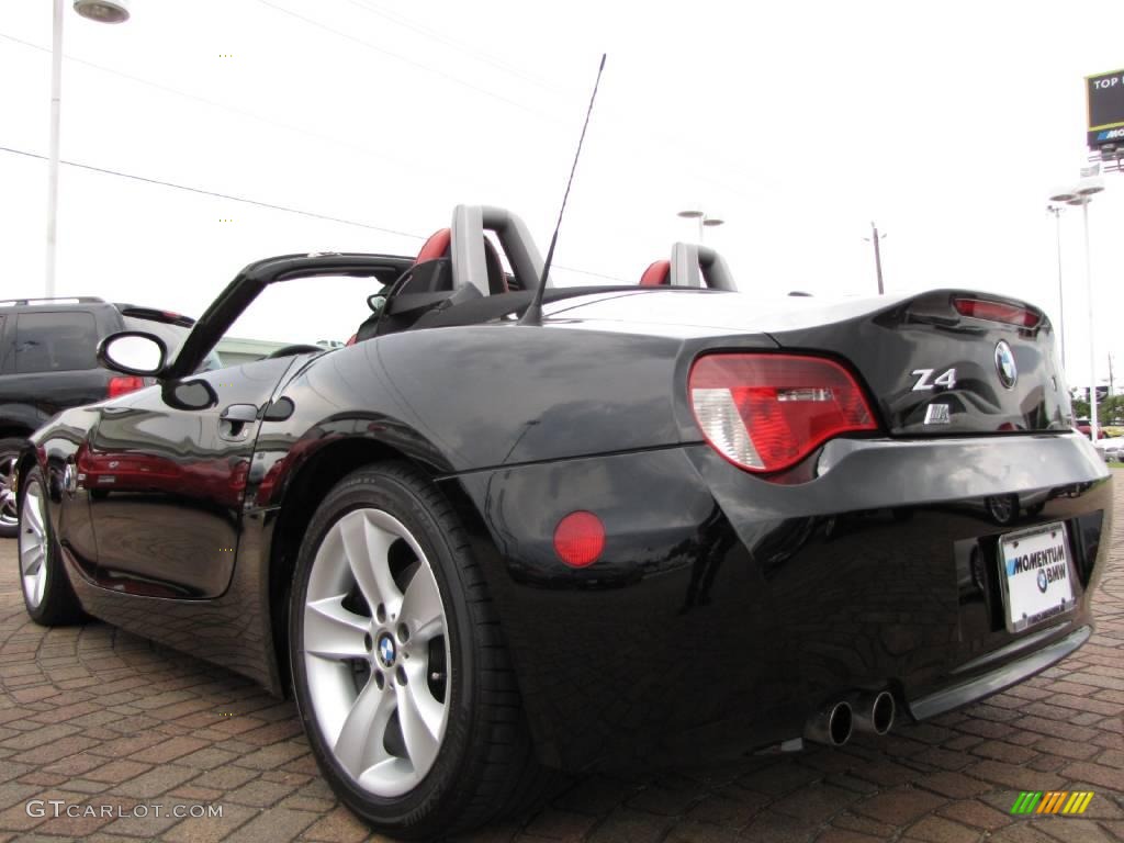 2006 Z4 3.0i Roadster - Jet Black / Dream Red photo #3