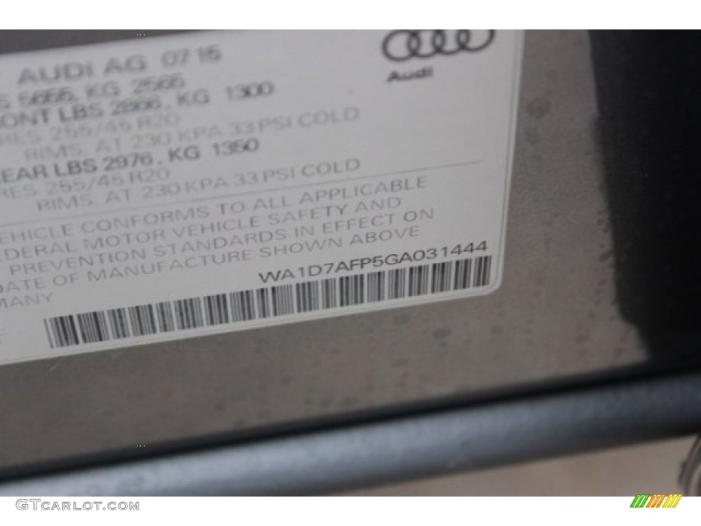 2016 Q5 3.0 TFSI Premium Plus quattro - Monsoon Gray Metallic / Titanium Gray photo #44