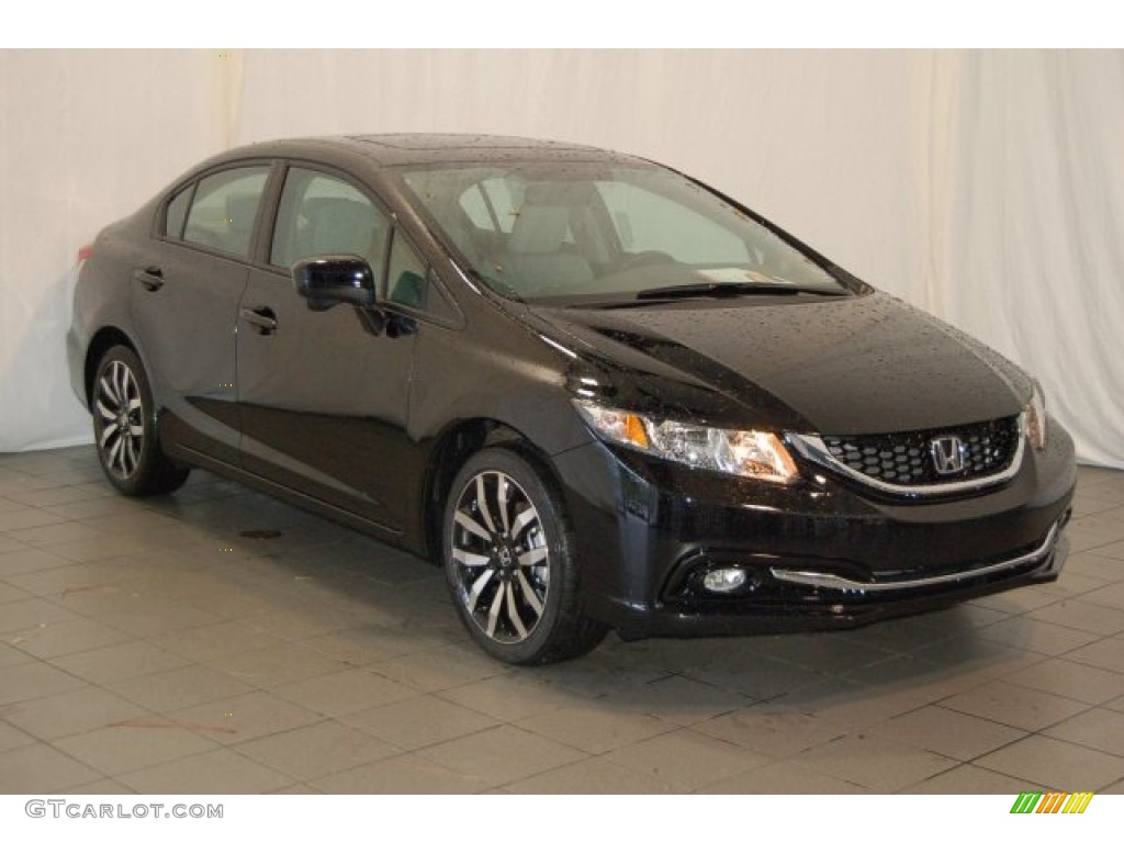 2015 Civic EX-L Sedan - Crystal Black Pearl / Gray photo #2